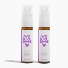 Load image into Gallery viewer, Two bottles of 'we love eyes' eye makeup remover on a white background