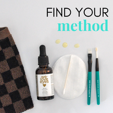 Load image into Gallery viewer, Eye care products including a bottle labeled 'we love eyes' on a white background with text 'FIND YOUR method'.