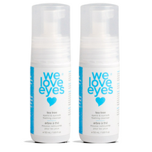 Load image into Gallery viewer, Two bottles of 'we love eyes' tea tree eyelid and eyelash foam cleanser on a white background