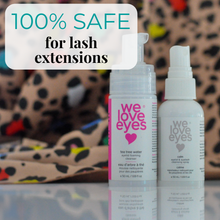 Load image into Gallery viewer, Two 'we love eyes' products on a reflective surface with a colorful background.