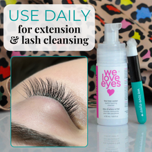 Load image into Gallery viewer, We Love Eyes lash care product with text on extension and lash cleansing.