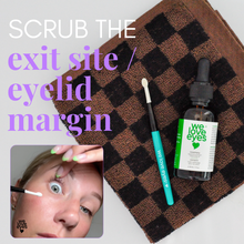 Load image into Gallery viewer, We Love Eyes eye care product with a brush and towel on a checkered surface