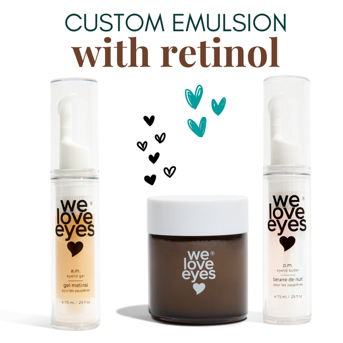 How To Create A Customized Eye Cream Emulsion with a RETINOL ALTERNATIVE for Dry, Mature Eyelid Skin with A.M. Eyelid Gel by We Love Eyes