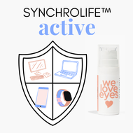 SYNCHROLIFE™ digital pollution eye cream circadian skincare reduce dark circles puffiness treatment eye cream formulation INCI Rosmarinus Officinalis extract, Palmitoyl Tetrapeptide-7, Chrysin We Love Eyes optometrist eye care