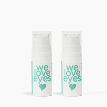 Load image into Gallery viewer, Two white cylindrical containers with 'we love eyes' text and green hearts on a white background
