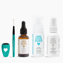 Load image into Gallery viewer, Set of 'we love eyes' eye care products including a dropper, bottle, and sprays on a white background.
