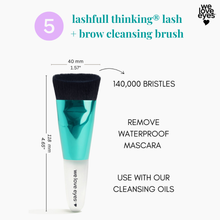 Load image into Gallery viewer, Lashfull thinking lash and brow cleansing brush with specifications on a white background
