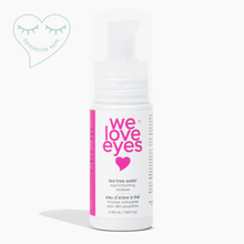 Load image into Gallery viewer, We Love Eyes tea tree water eyelid foaming cleanser bottle on a white background
